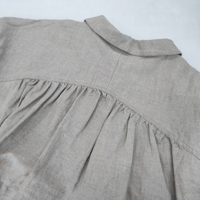 nest Robe 高密度ブラックリネンギャザーブラウス 01183-2009 ブラウス