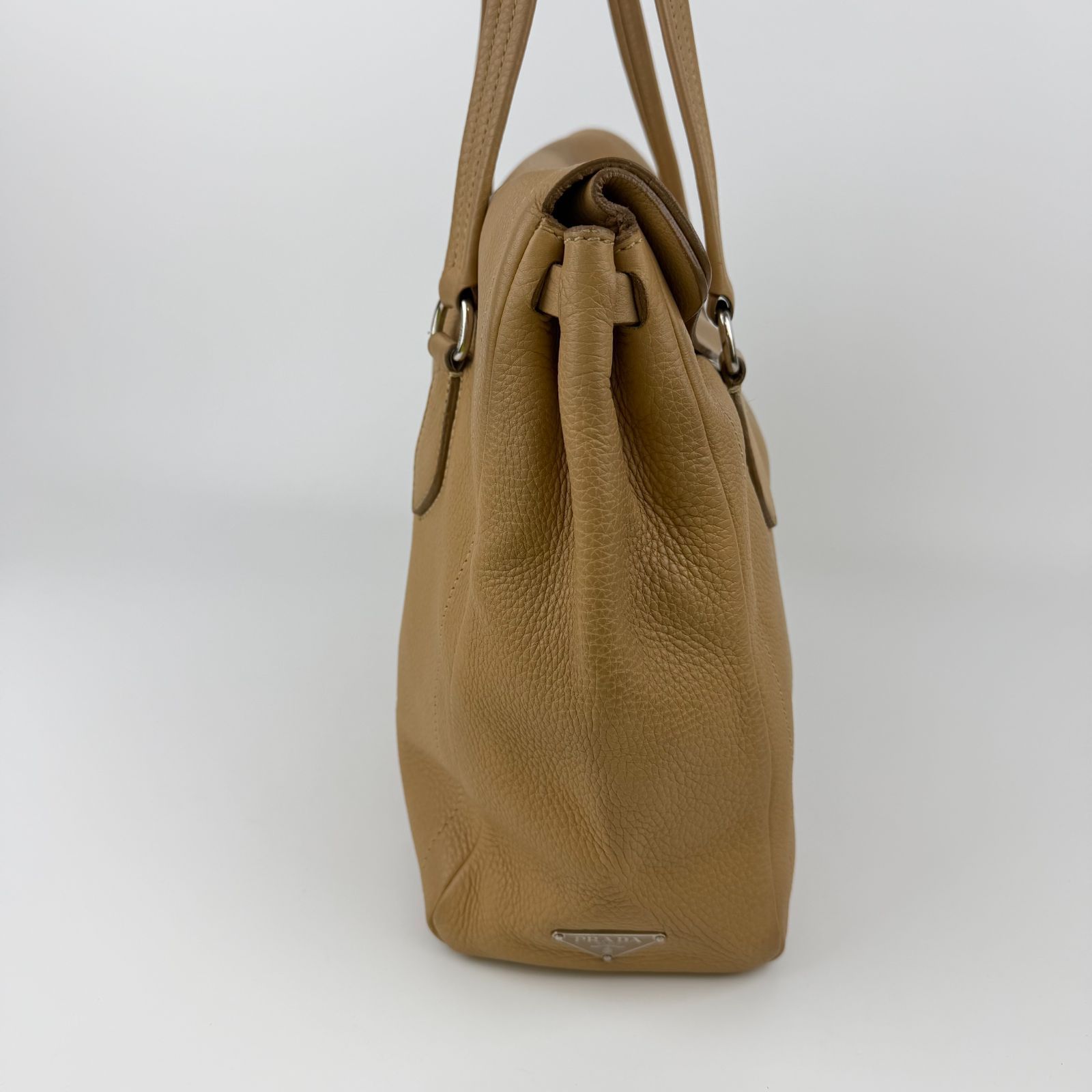 中古】PRADA プラダ ショルダーバッグ トートバッグ レザー ベージュ 
