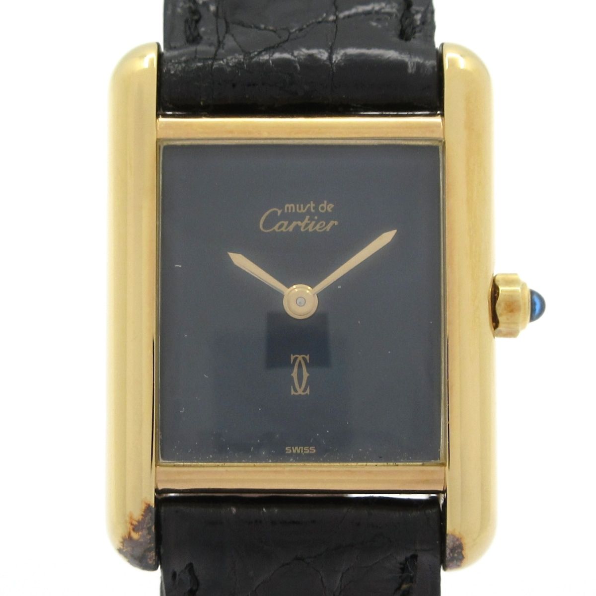 Cartier(カルティエ) 腕時計 マストタンクヴェルメイユ レディース 925/アリゲーターベルト 黒