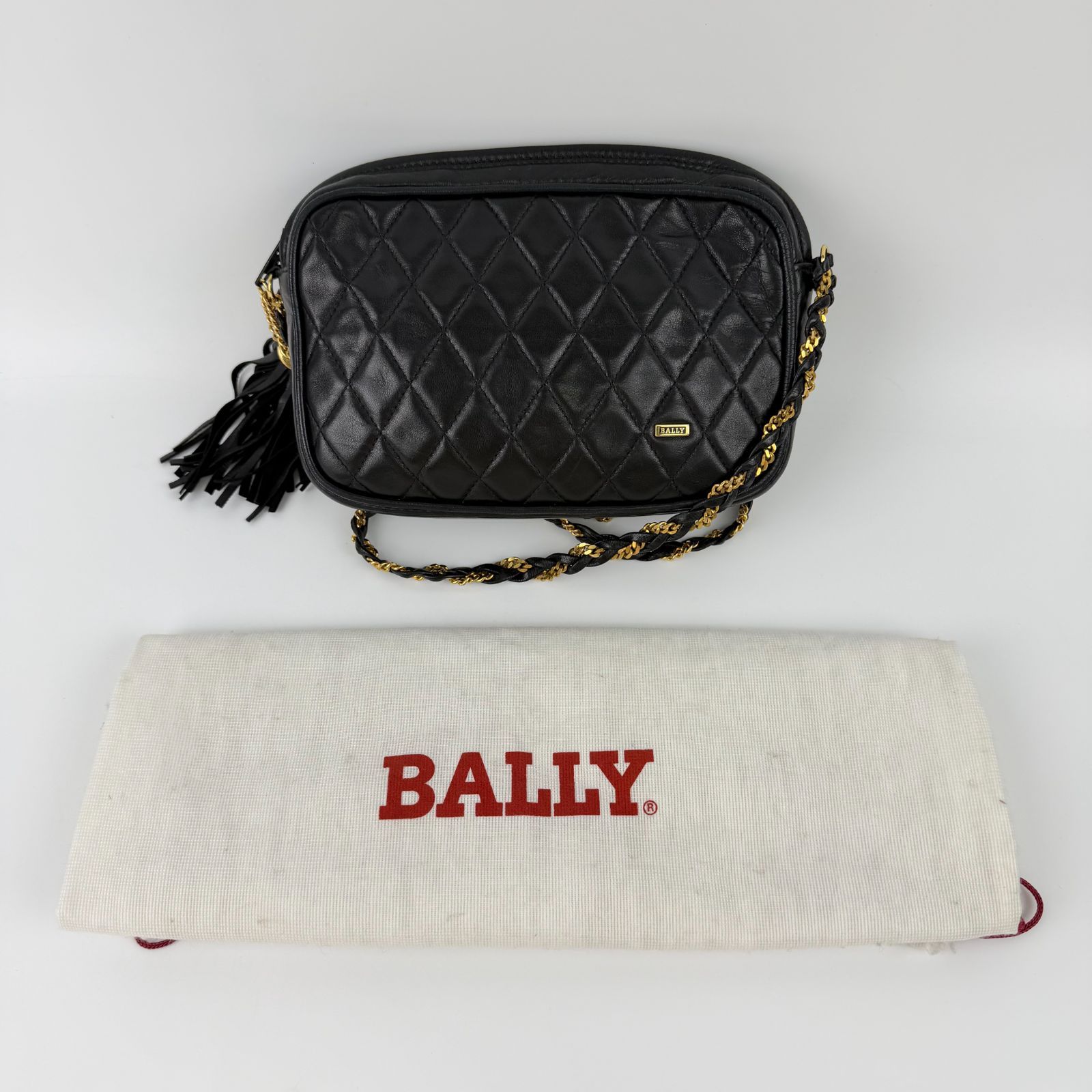 【中古】Bally バリー フリンジ ショルダーバッグ レザー ブラック 金具ゴールド ヴィンテージ レディース HIBUOCHI VINTAGE hboc260529a03