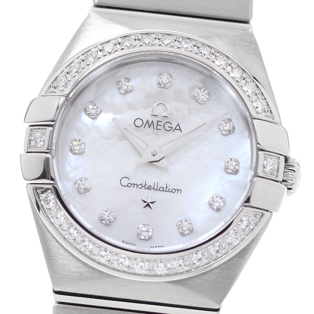 オメガ OMEGA 123.15.24.60.55.001 コンステレーション ブラッシュ ダイヤベゼル シェル 12Pダイヤ クォーツ レディース 美品 _962067 157,450円