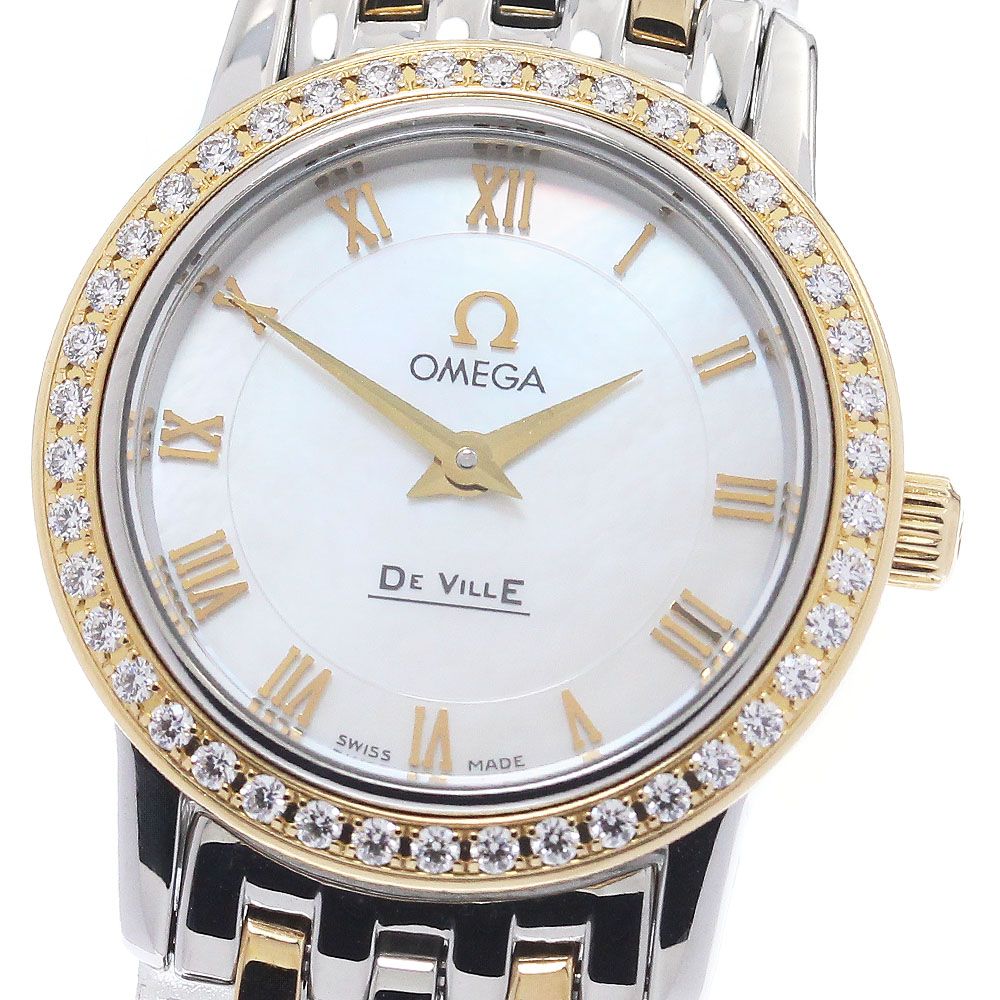 オメガ OMEGA 4375.71 デビル プレステージ ダイヤベゼル クォーツ レディース 美品 _962079