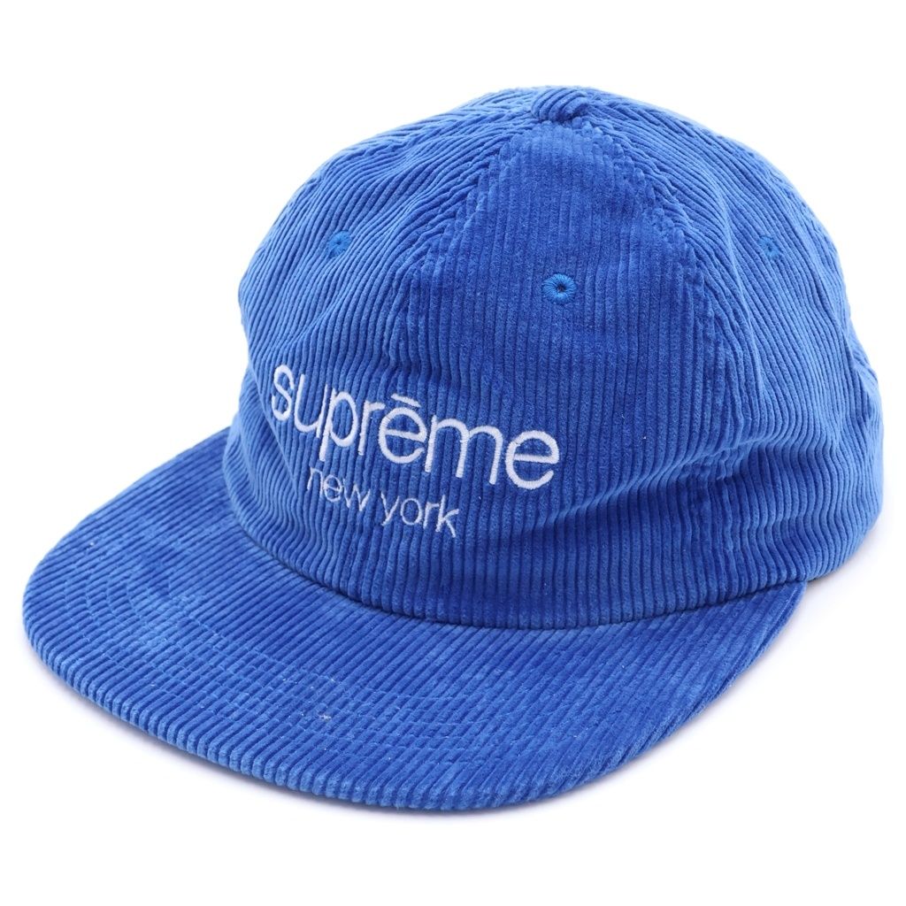 SUPREME (シュプリーム) 18SS Corduroy Classic Logo Cap コーデュロイ クラシックロゴ キャンプキャップ 帽子 ブルー