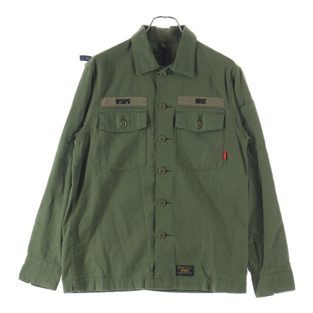 WTAPS (ダブルタップス) 17SS BUDS LS/SHIRT ロゴ刺繍 コットンミリタリーシャツ カーキ 171WVDT-SHM01