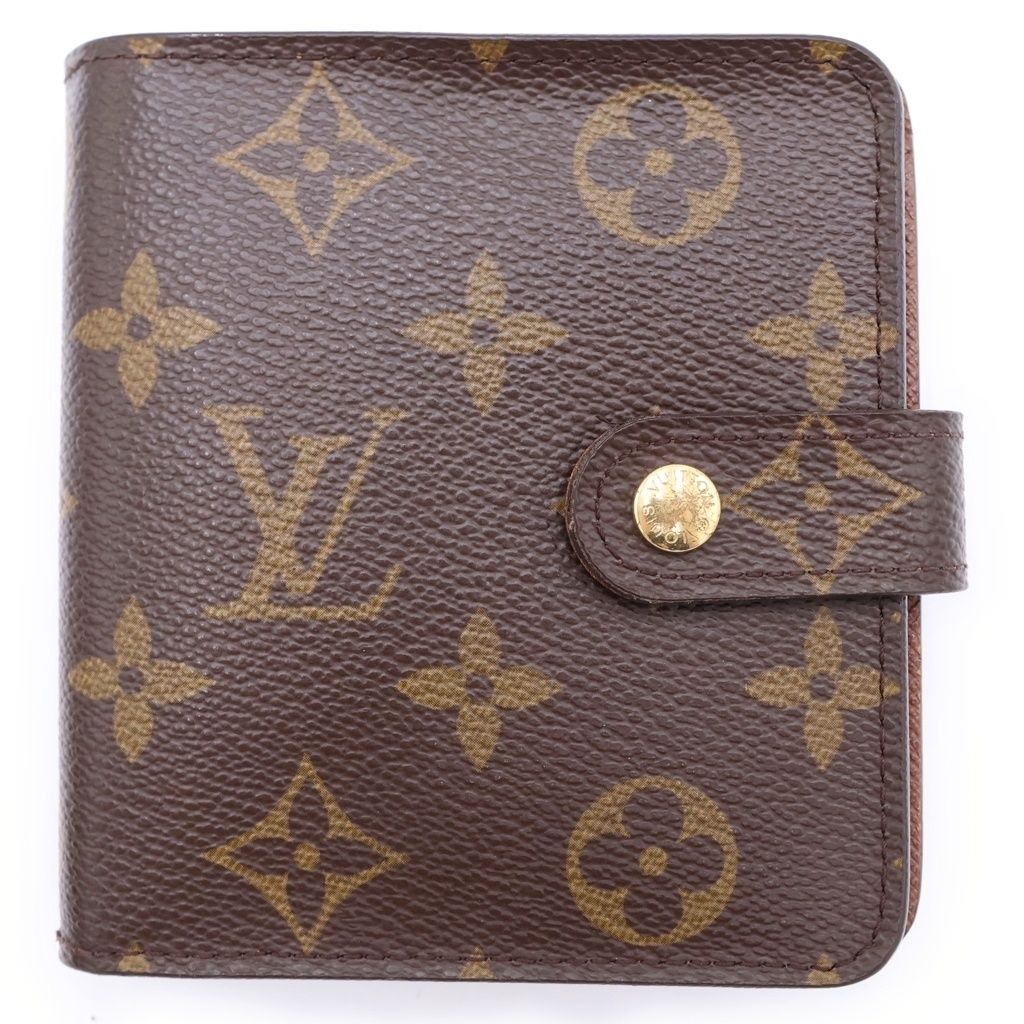 LOUIS VUITTON (ルイヴィトン) モノグラム コンパクトジップ PVC レザー ウォレット 二つ折り財布 ゴールド金具 ブラウン M61667