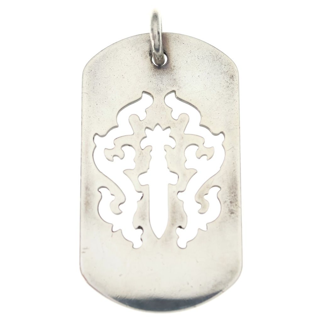 CHROME HEARTS (クロムハーツ) D TAG LRG DAGGER ヴァインダガーカットアウトドッグタグ ラージ ペンダントトップ シルバー BCA240