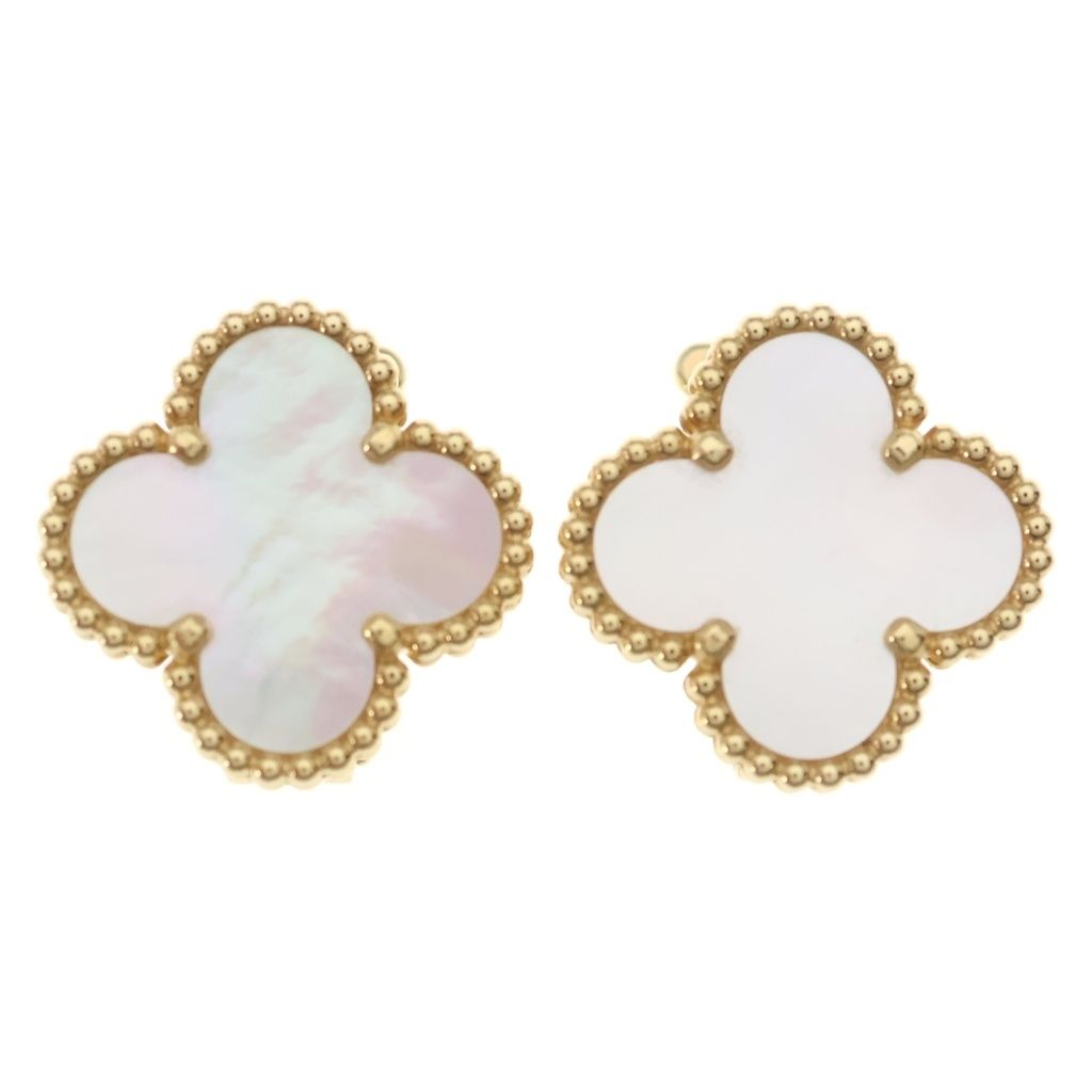 Van Cleef & Arpels (ヴァンクリーフアンドアーペル) ヴィンテージアルハンブラ マザーオブパール イヤリング ホワイト×ゴールド Au750YG 7.8g VCARA44100