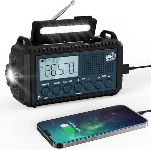 Mesqool 防災ラジオ ソーラー充電＆手回し発電 多機能ラジオ FM/AM/SW対応 読書ランプ＆懐中電灯付き SOSアラート スマホ充電可能 IPX3防水 地震・台風対策 アウトドア 非常用照明器具 日本語取扱説明書付き (ブルー)ts 30f41f80