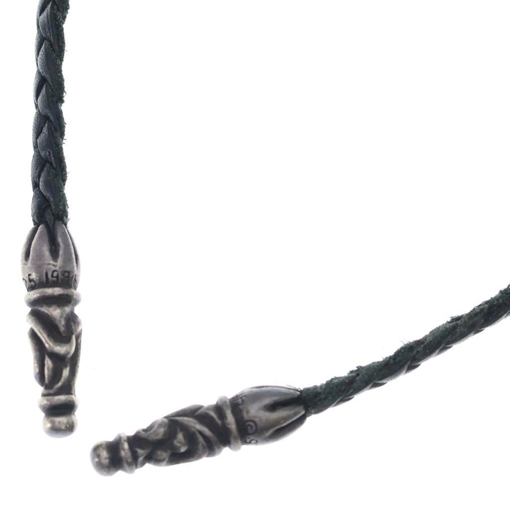 CHROME HEARTS (クロムハーツ) LEATHER BRAID SCROLL ネックレス レザーブレイドネックレス ブラック/シルバー BCA377