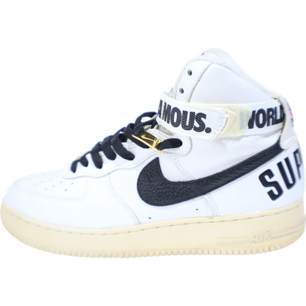 NIKE (ナイキ) 【観賞用 2014年製】 14AW ×SUPREME AIR FORCE 1 HIGH SUPREME SP シュプリーム エアフォース1 ハイカット スニーカー ホワイト US10/28cm 698696-100