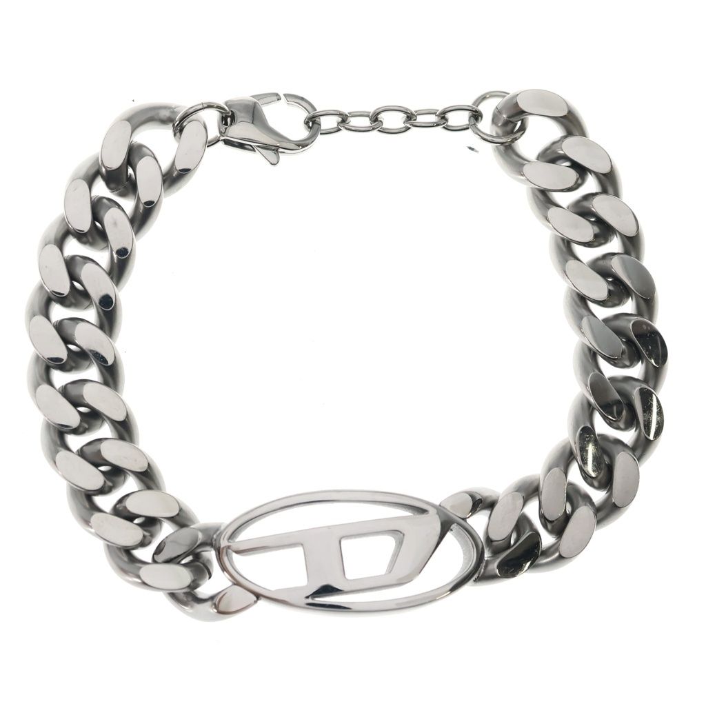 DIESEL (ディーゼル) ブランドロゴ チェーンリンクブレスレット シルバー Dx1432