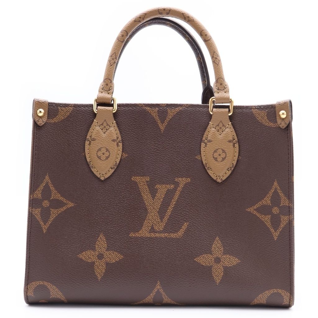 LOUIS VUITTON (ルイヴィトン) モノグラム ジャイアント リバース オンザゴーPM ハンドバッグ ショルダーバッグ 2WAY ブラウン PVCレザー M46373