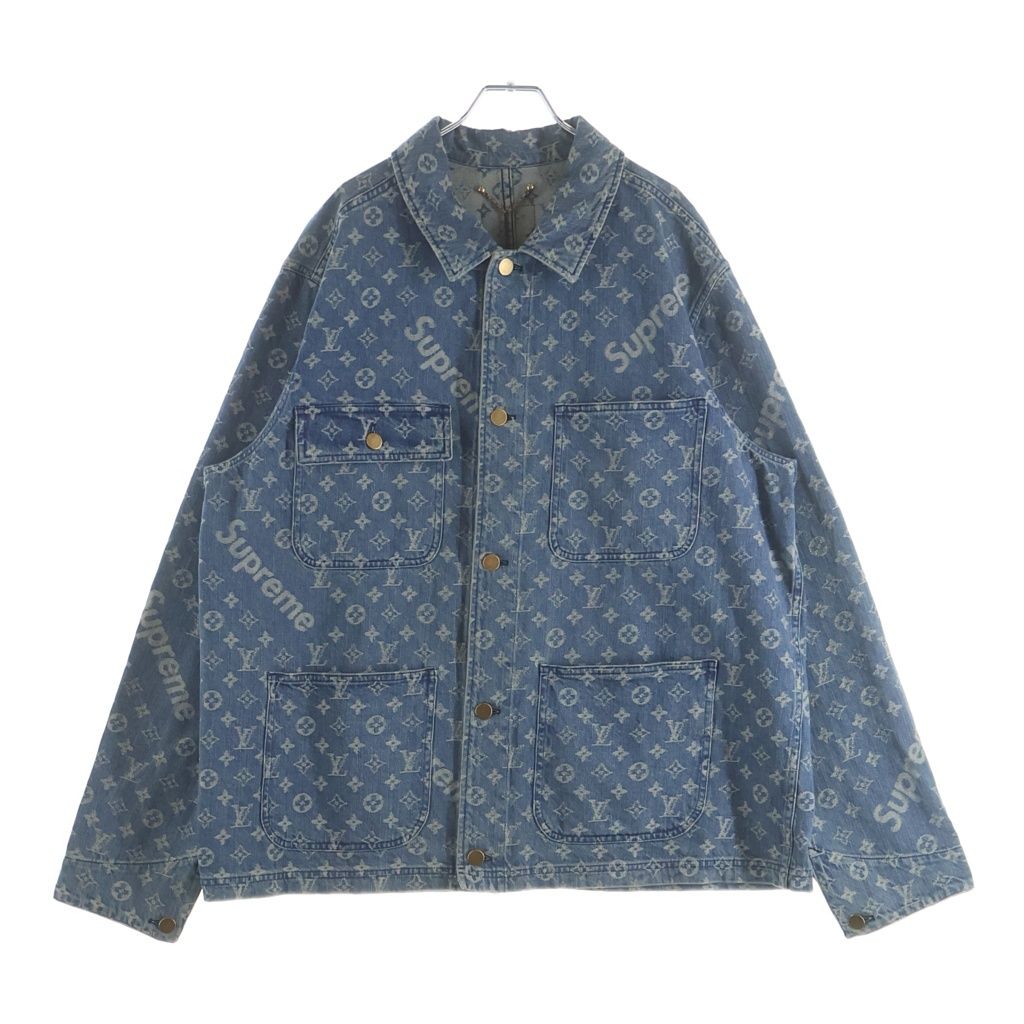 SUPREME (シュプリーム) 17AW LOUIS VUITTON Jacquard Denim Chore Coat ルイヴィトン デニム チョア コート カバーオール ジャケット モノグラム インディゴ RM172 ALL HDK91W