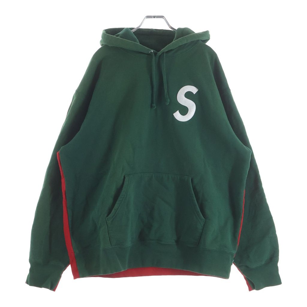 SUPREME (シュプリーム) S Logo Split Hooded Sweatshirt Sロゴ スプリットフーディー プルオーバーパーカー グリーン/レッド
