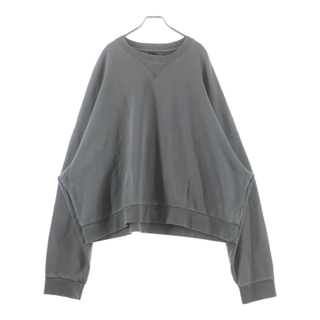 entire studios (エンタイア スタジオ) BOX CREW WASH ボックス ウォッシュ クロップド クルーネックスウェットシャツ トレーナー グレー ES2126 PO083