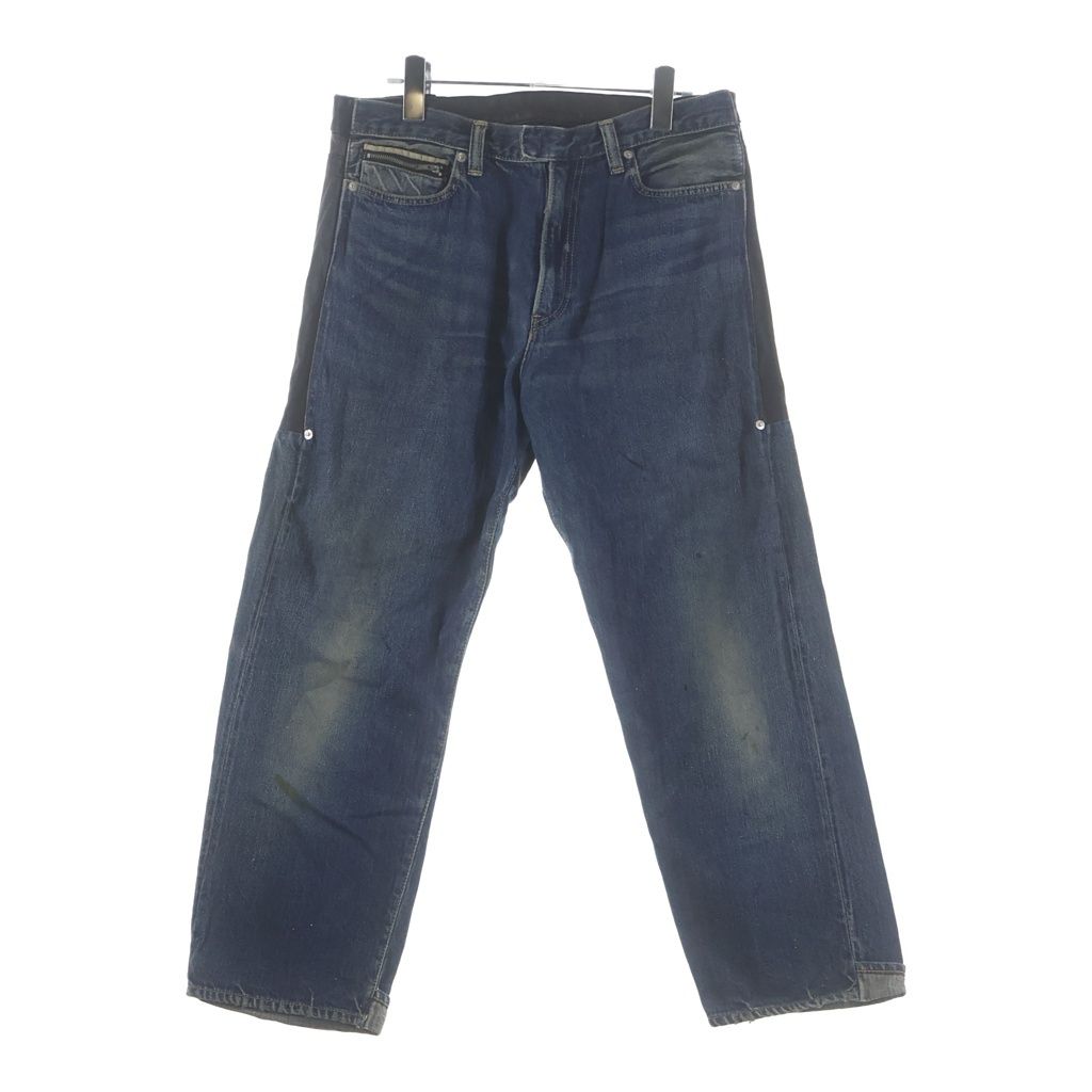 UNDERCOVER (アンダーカバー) 11AW ミラー期 レザードッキング マルチポケット ジップアップ ストレート デニムパンツ インディゴ H4513-1
