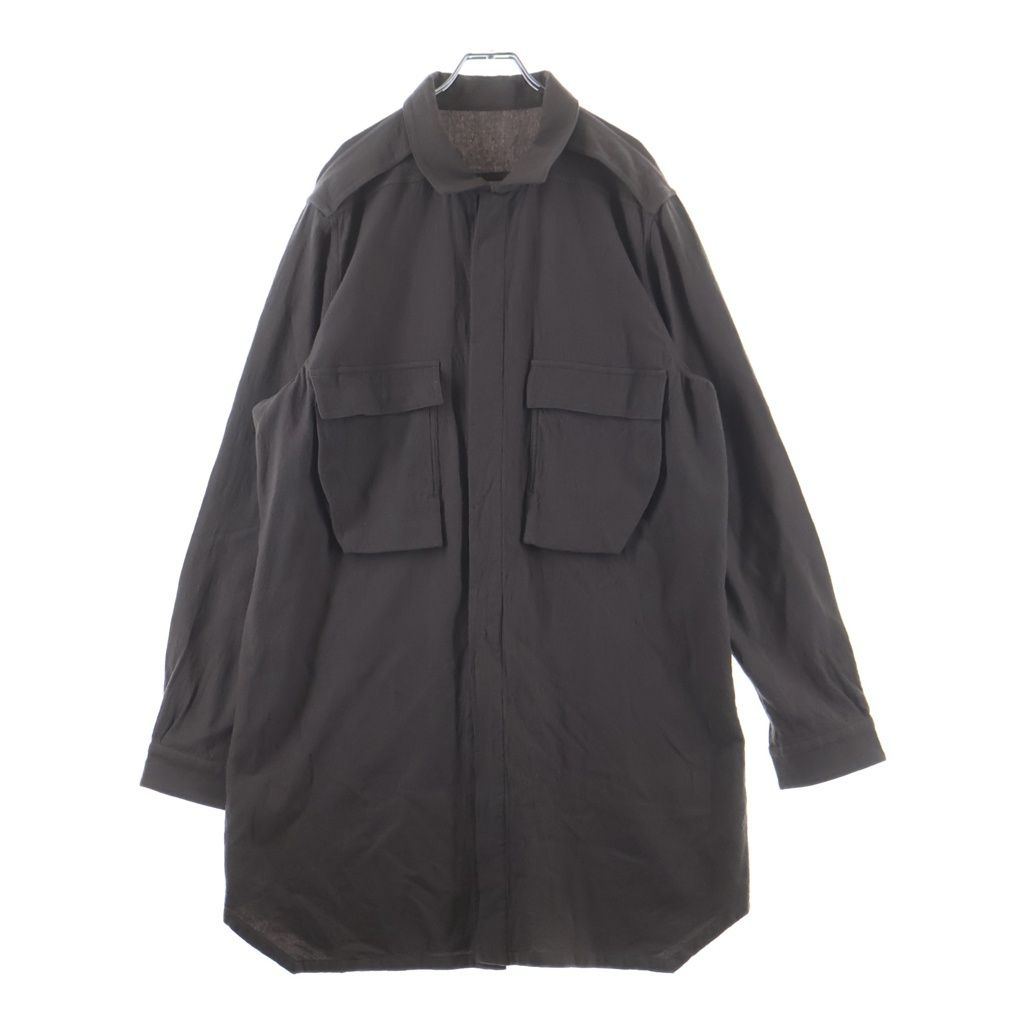 Rick Owens (リックオウエンス) 22AW STROBE FIELD SHIRT ウール オーバーサイズ シャツ ブラウン RU02B2295