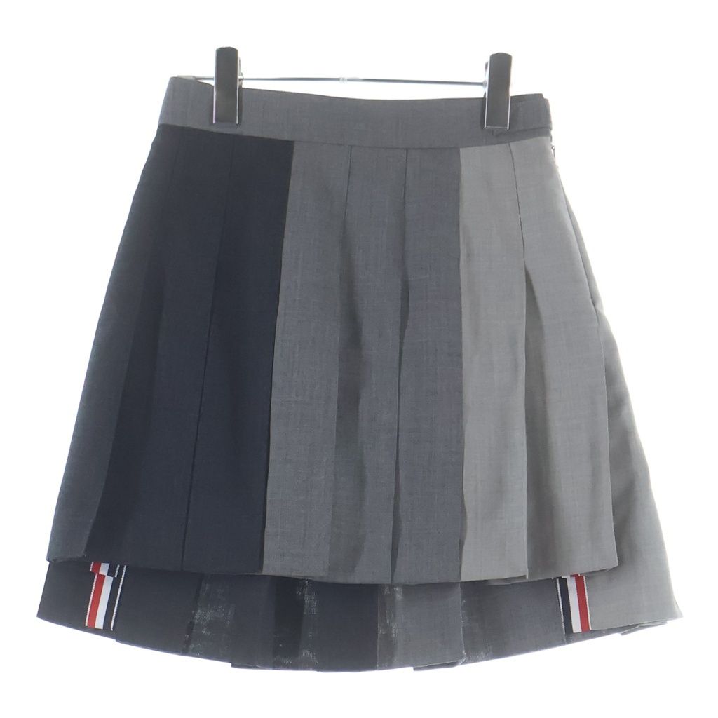 THOM BROWNE (トムブラウン) Fresco Funmix Pleats Skirt フレスコ ファンミックス プリーツスカート レディース グレー FGC789F-00473