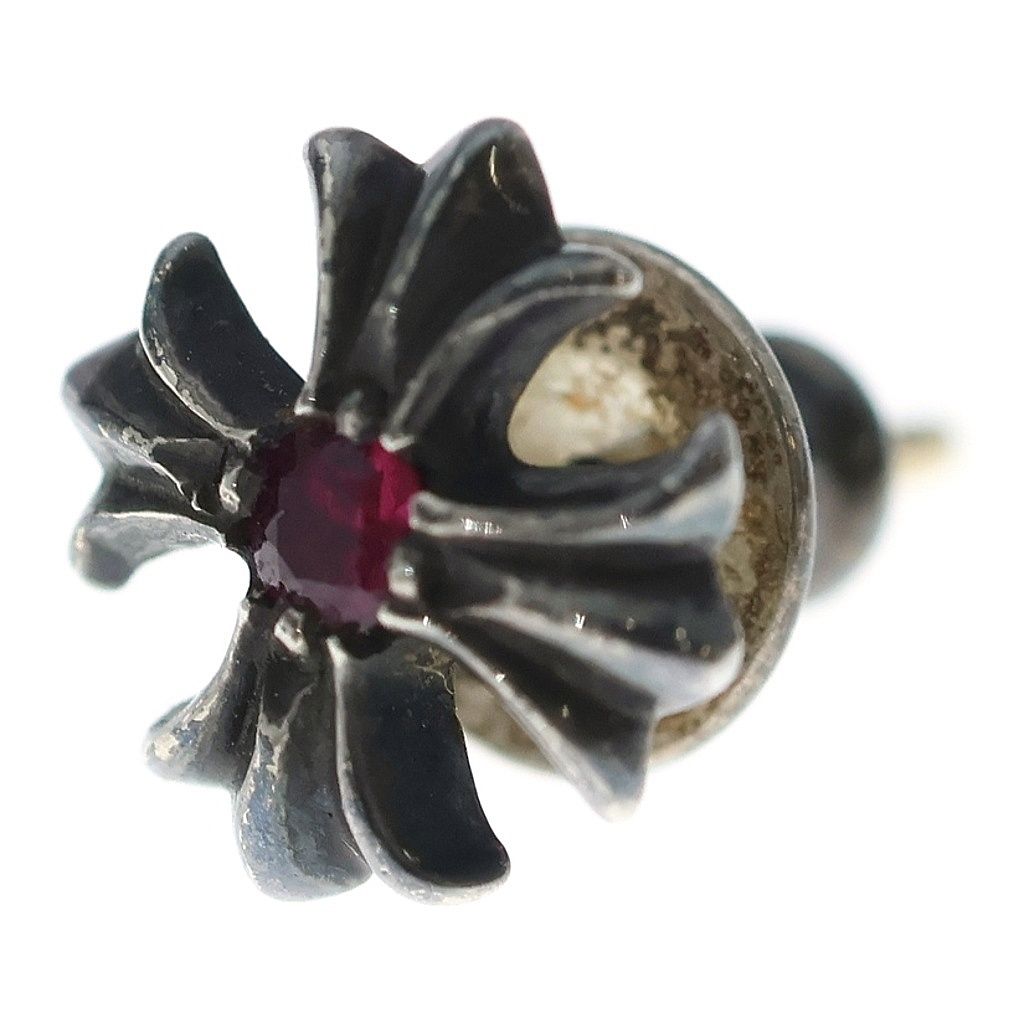 CHROME HEARTS (クロムハーツ) No2 CH PLS RUBY CHプラス 1ルビー スタッドピアス シルバー