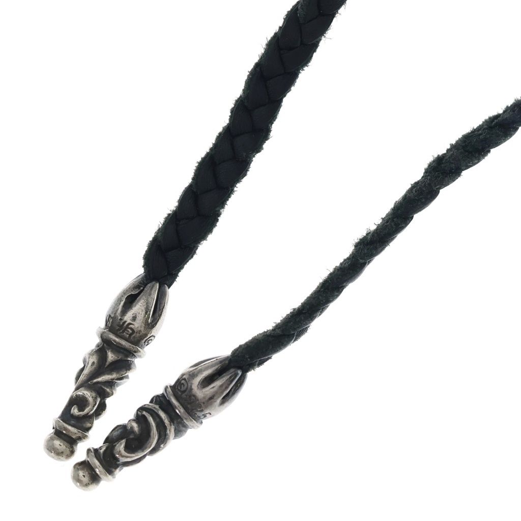 CHROME HEARTS (クロムハーツ) LEATHER BRAID スクロールレザーブレード シルバーネックレス