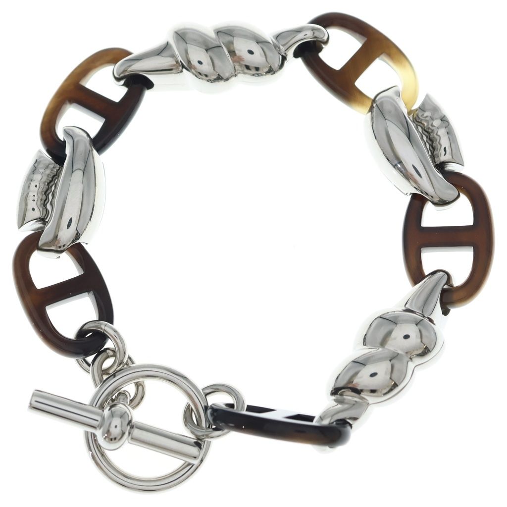 HERMES (エルメス) シェーヌダンクル リヴァージュ バッファローホーン メタル 貝殻モチーフ シルバー
