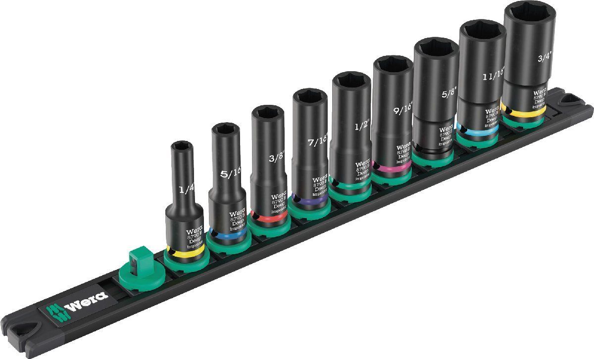 WERA ヴェラ 005591 3/8ディープインパクターソケットセットレール付9点入 品番：005591 インパクト ディープソケット 9.5mm 差込