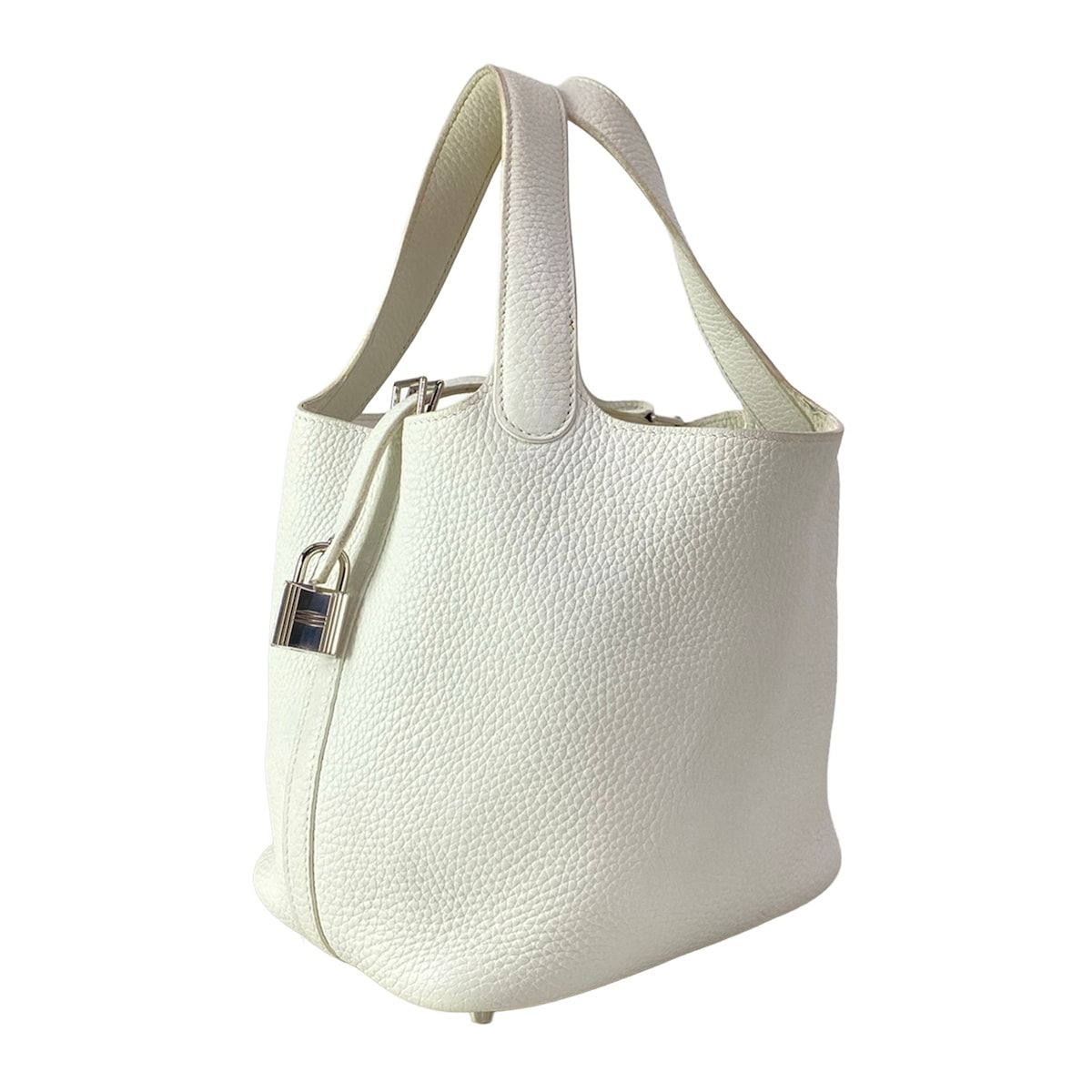 HERMES(エルメス) トートバッグ ピコタンロックPM 白 シルバー金具
