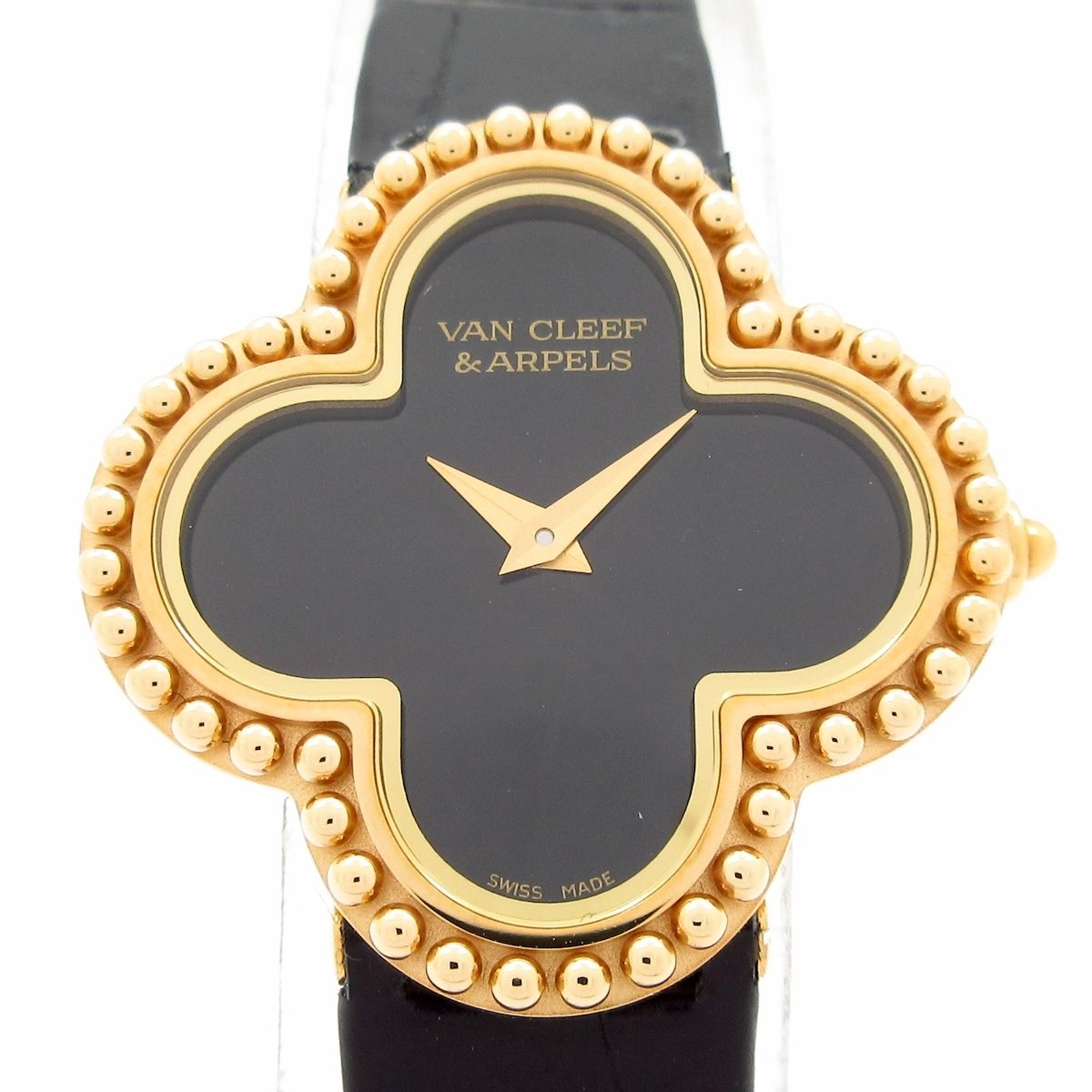 Van Cleef & Arpels(VCA/ヴァンクリ) 腕時計 アルハンブラ スモールモデル ウォッチ VCARD21900 レディース K18YG/オニキス文字盤 黒