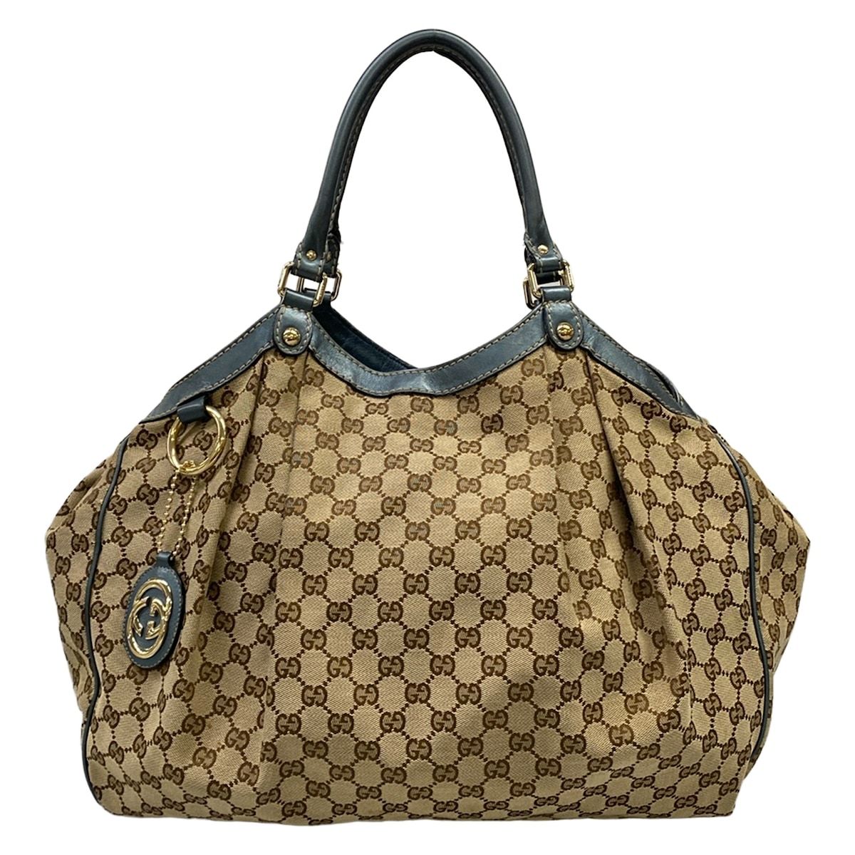 GUCCI(グッチ) ハンドバッグ スーキー/GG柄 211943 ダークブラウン×ベージュ×ブルー レザー