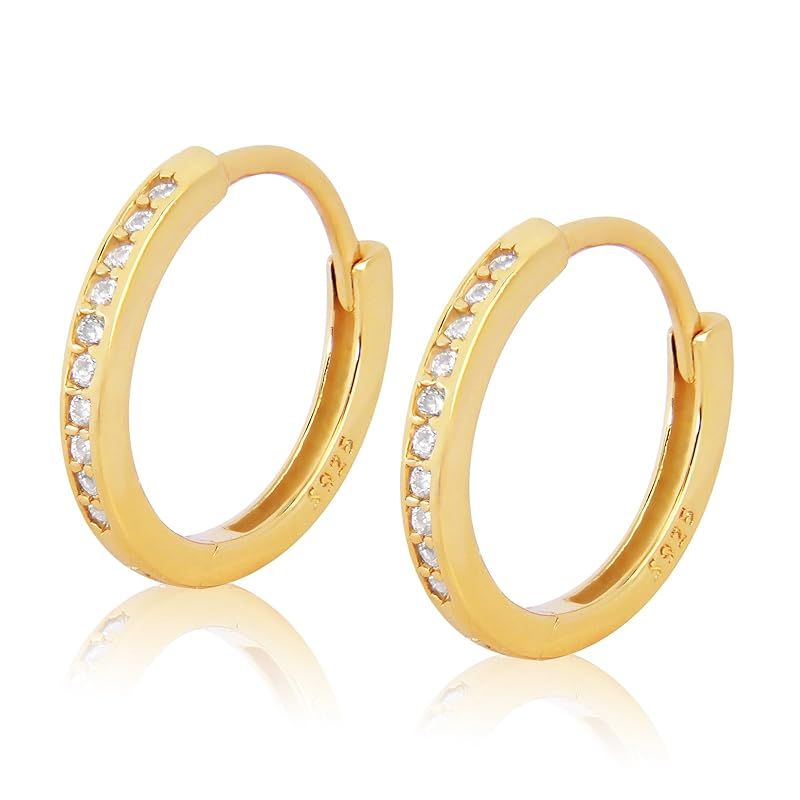 alivaluxe ピアス レディース フープピアス リング フープ 金属アレルギー対応 リングピアス モアサナイト 人気 女性 誕生日プレゼント 記念日 (ゴールド)