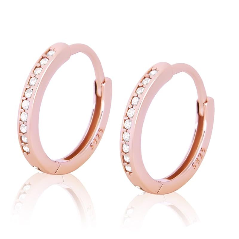 alivaluxe ピアス レディース フープピアス リング フープ 金属アレルギー対応 リングピアス モアサナイト 人気 女性 誕生日プレゼント 記念日 (ピンクゴールド)