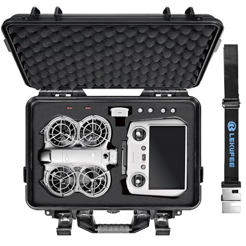 Lekufee 防水ハードキャリングケース DJI Neo 2、Fly More コンボ、DJI RC 2/RC N3、バッテリー(5個)、充電ハブ、その他のアクセサリー(ケースのみ)用/ 870ee9e7