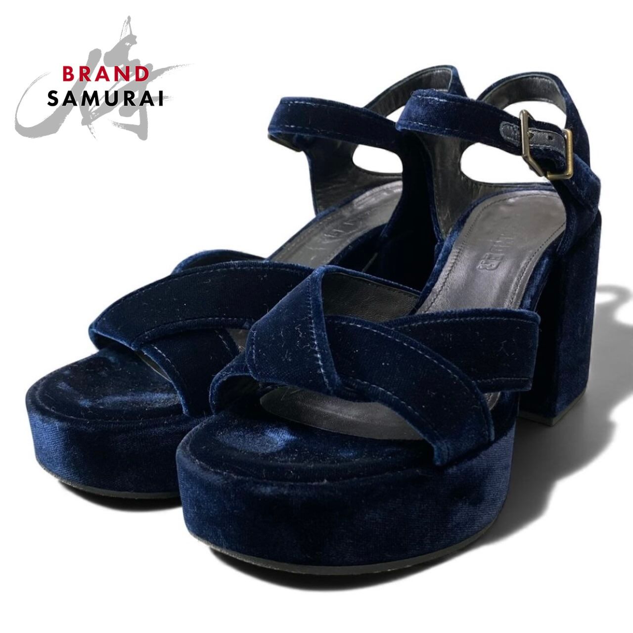 美品 JIL SANDER ジルサンダー ベロア ベルベットサンダル チャンキー 