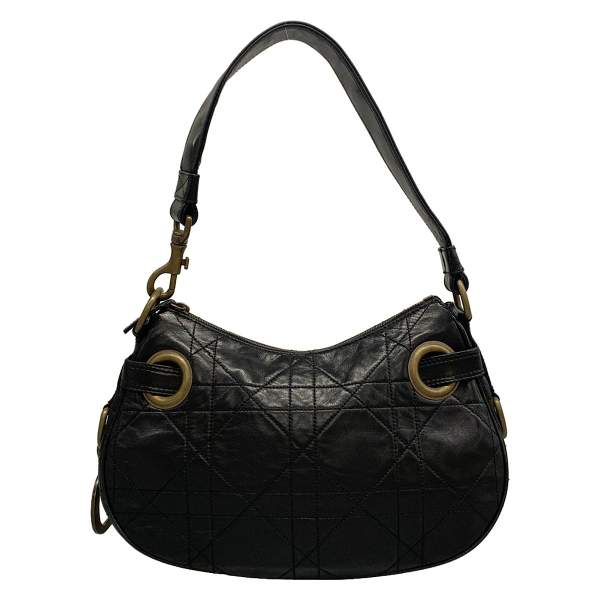 DIOR/ChristianDior(ディオール/クリスチャンディオール) ショルダーバッグ カナージュステッチ 黒 レザー