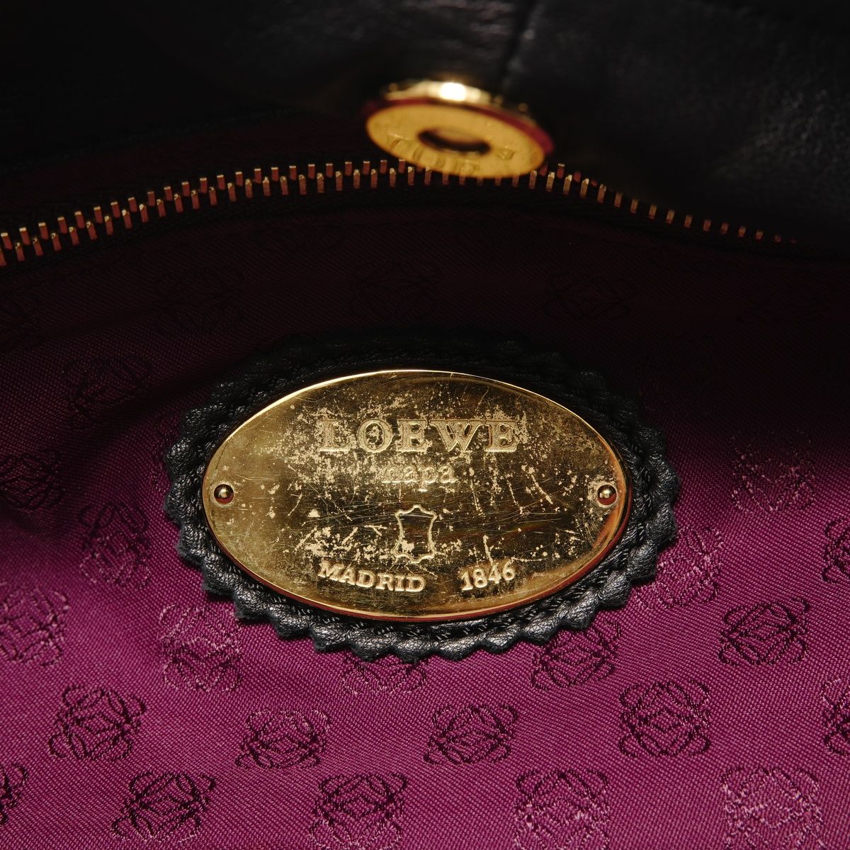 本物 良品 ■ ロエベ ■ ナッパアイレ ミニ アナグラム ロゴ ハンドバッグ LOEWE ロエベ ハンドバッグ アナグラム ミニ ナッパアイレ【中古