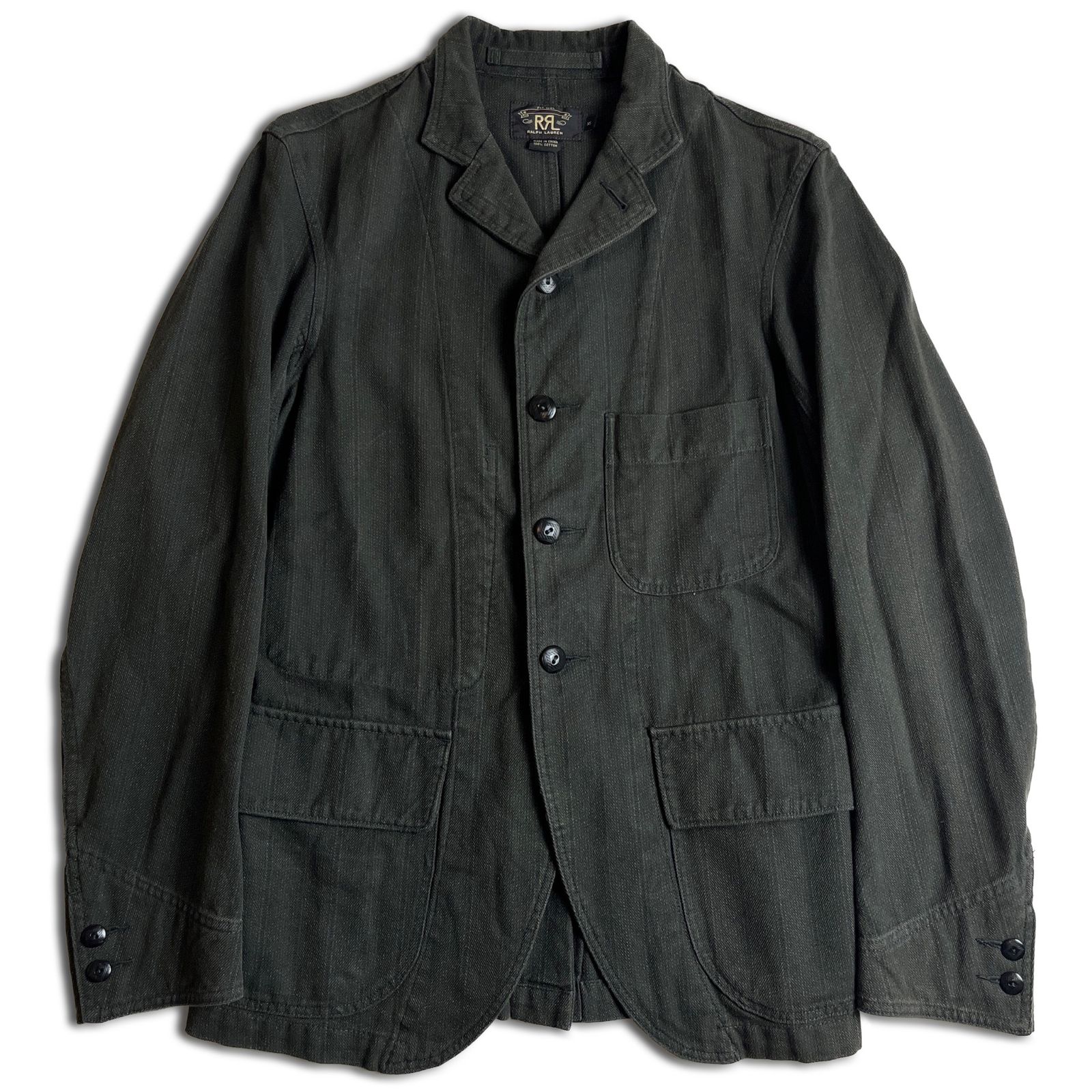 【美品】RRL Stevens Sports Coat ストライプ ダークグレー テーラードジャケット ダブルアールエル 2000000025216