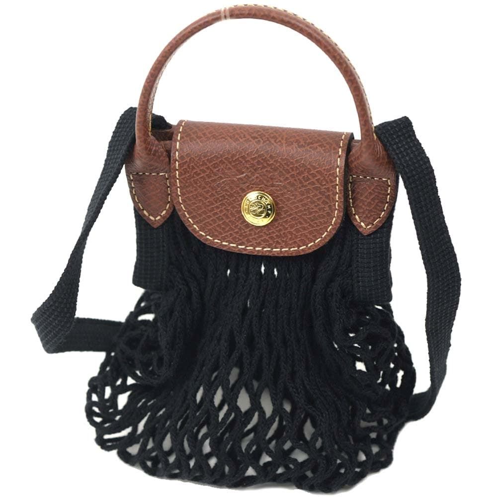 ロンシャン ショルダーバッグ レディース ミニバッグ 小さめ ブラック LONGCHAMP LE PLIAGE FILET COTTON NOIR 10139 HVH 001 10139-HVH-001