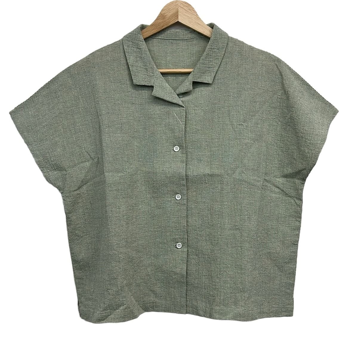 中川政七商店(ナカガワマサシチショウテン) 半袖シャツブラウス レディース美品 - グリーン×アイボリー