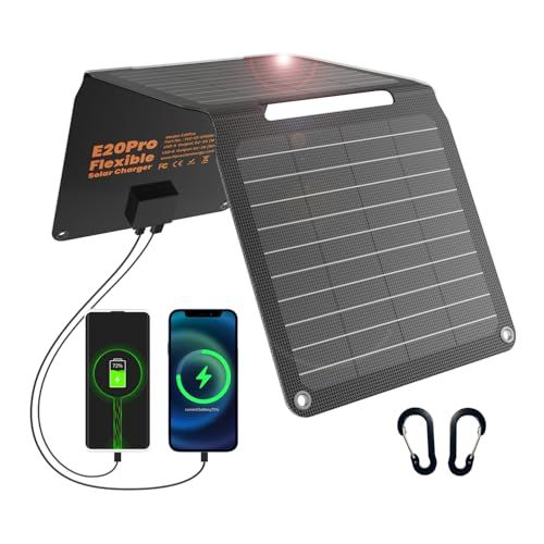 FlexSolar 20w ソーラーチャージャー5V USB-A USB-C ソーラー 充電器 小型 ソーラーパネル 折り畳み式 防水携帯充電器地震 災害時 アウトドア停電対策 アウトドア Phone/Pad/Laptop/Android対応 2b22d9cc