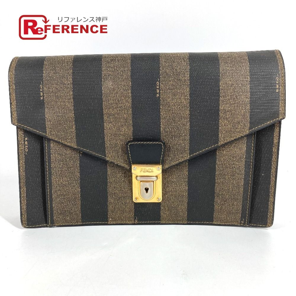 FENDI フェンディ クラッチバッグ ペカン PVC/レザー カーキ