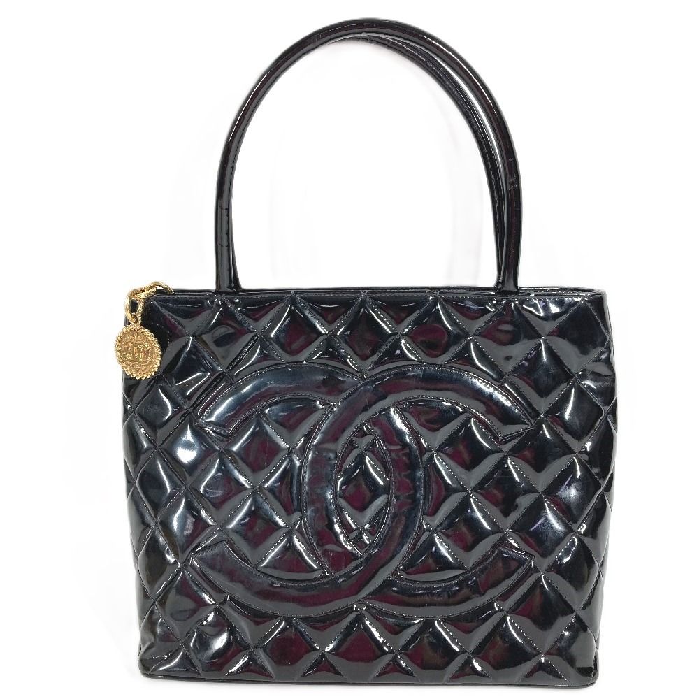 CHANEL シャネル トートバッグ 復刻トート A01804 エナメル ブラック 