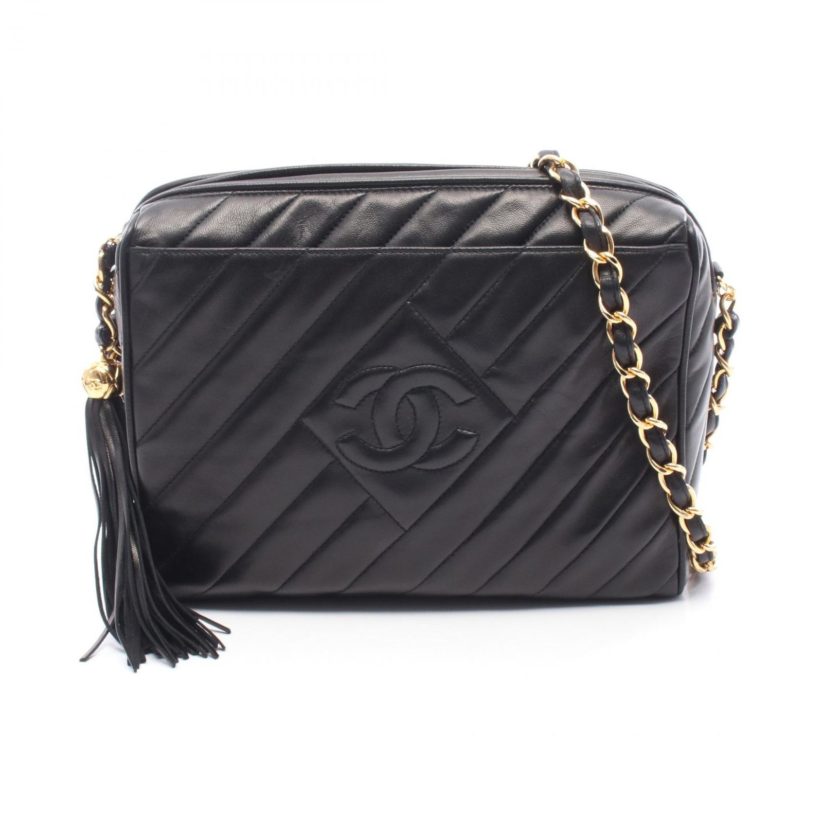 CHANEL シャネル ココマーク バイアスステッチ タッセル ショルダーバッグ