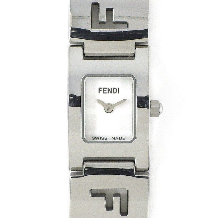 フェンディ FENDI 腕時計 ステラ 3150L レクタンギュラー ホワイト文字盤 ロゴ ブレスレット SS クオーツアナログ 【中古】