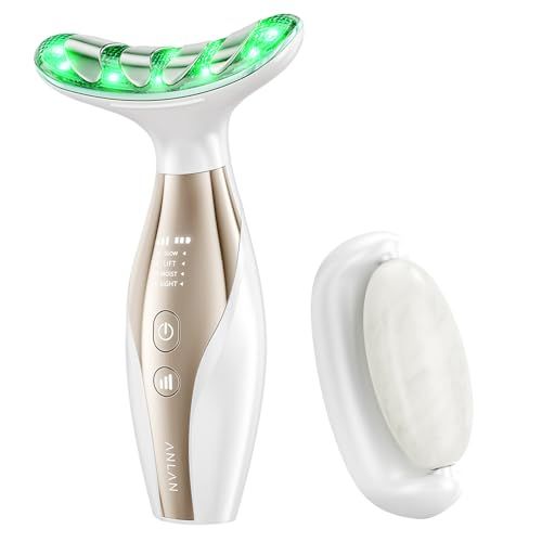 ANLAN リフト美顔器PRO 美顔器 ems美顔器 天然石ローラー 温熱ケア 光エステ 振動 リフトケア エイジングケア 表情筋 フェイスライン 7色美容ライト 年齢肌対策 男女兼用 誕生日 プレゼント (ホワイト)