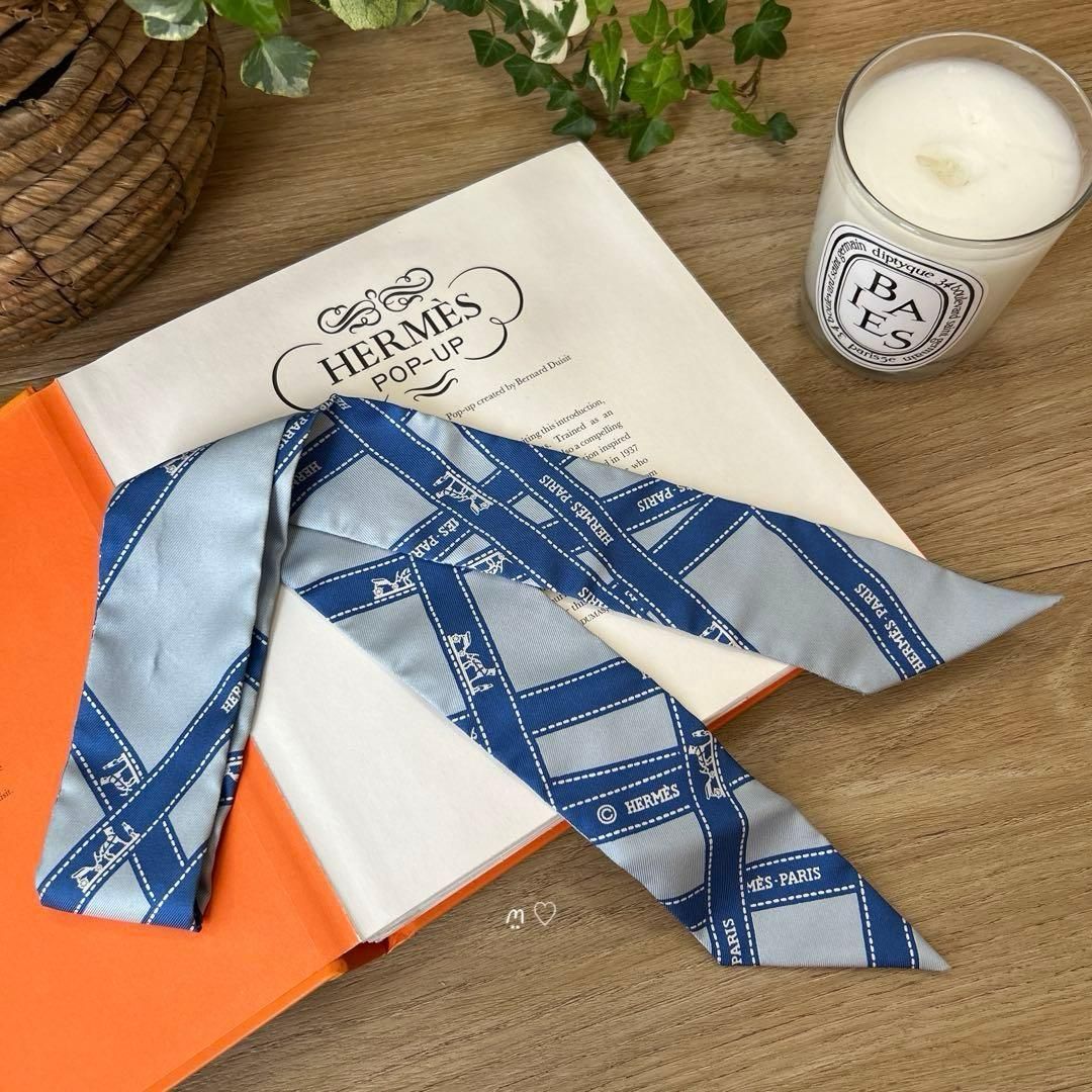 エルメス　ツイリー　エルメスパレード　リボン　シルクツイル　カバン　ジョーヌ新品 HERMESエルメス ツイリー ボルデュックリボン シルクスカーフ
