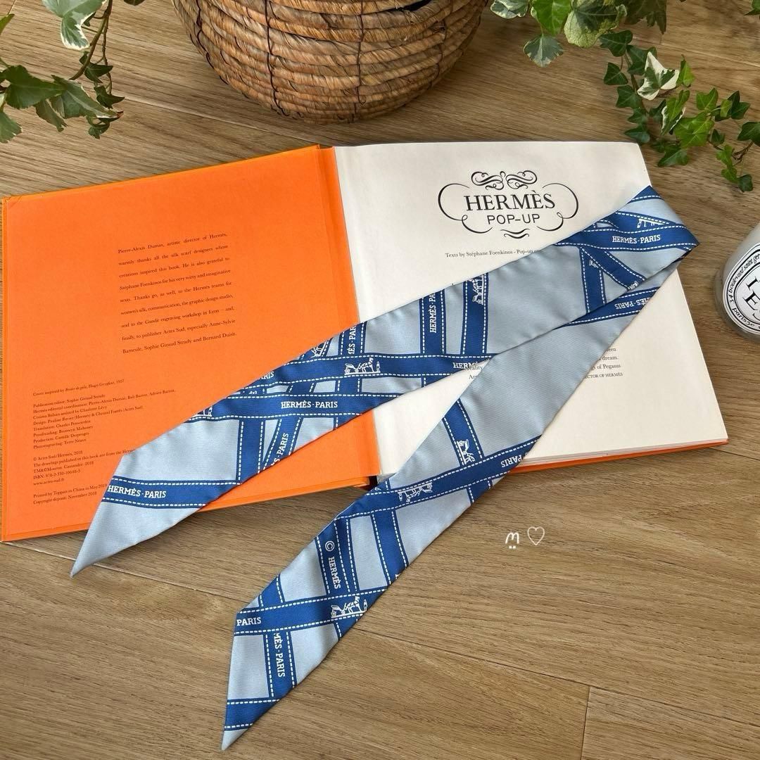 HERMESエルメス ツイリー ボルデュックリボン シルクスカーフ