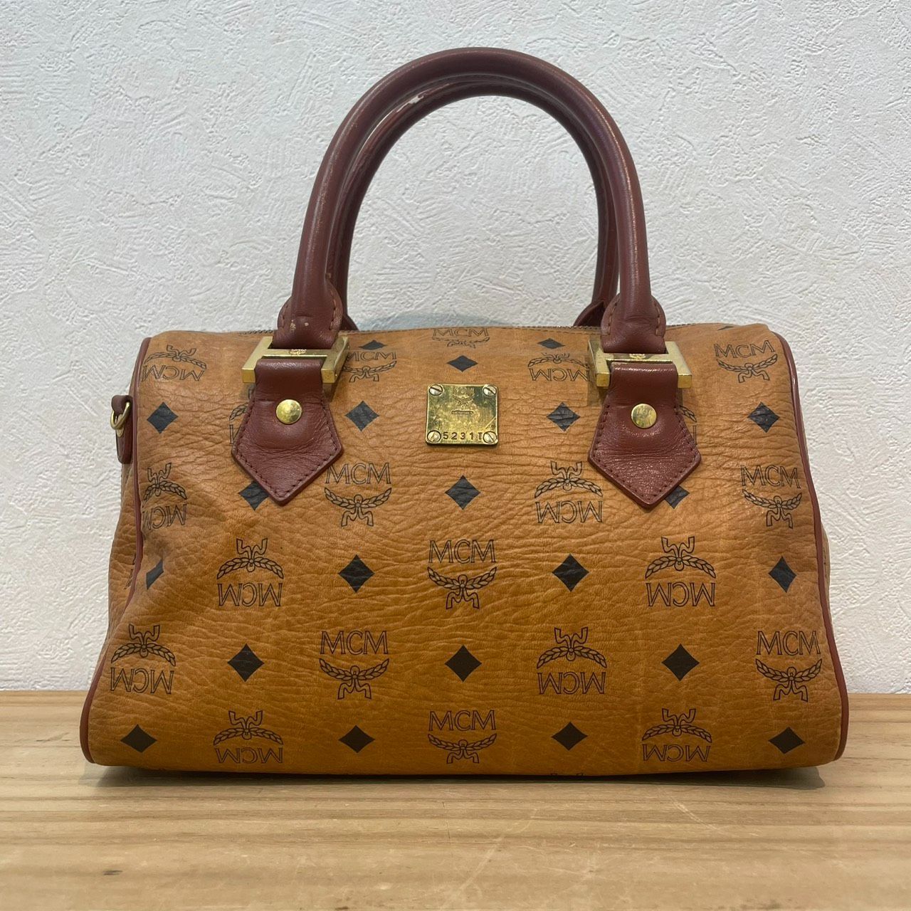 【成】MCM エムシーエム ミニボストンバッグ ハンドバッグ 【6006YO】E30