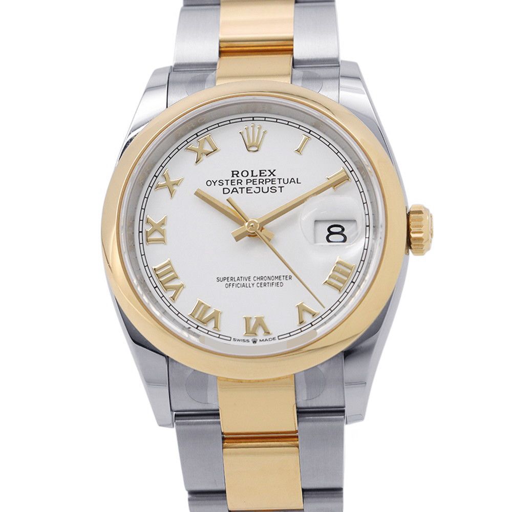ロレックス デイトジャスト SS/K18YG ランダムシリアル ルーレット 126203 ROLEX 腕時計 白文字盤