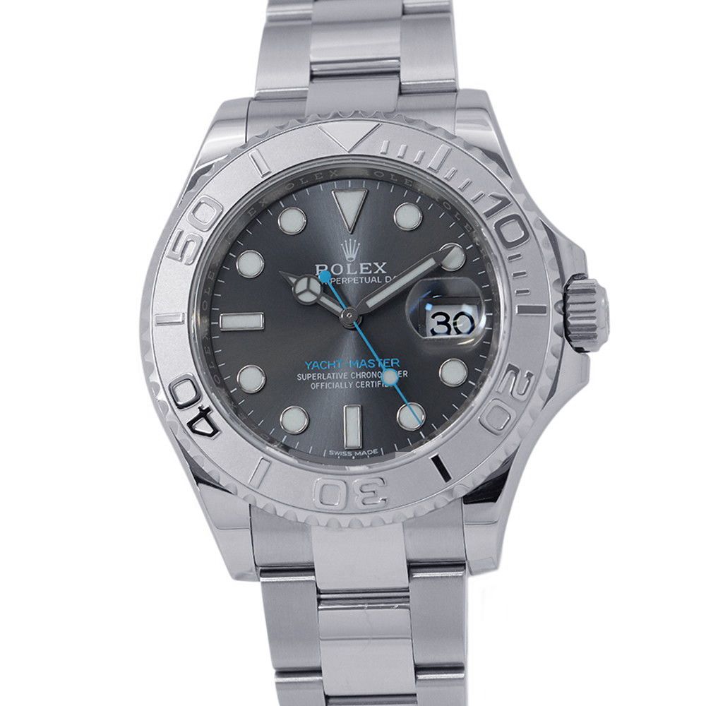 ロレックス ヨットマスター ロレジウム SS/プラチナ ランダムシリアル ルーレット 116622 ROLEX 腕時計 ダークロジウム文字盤