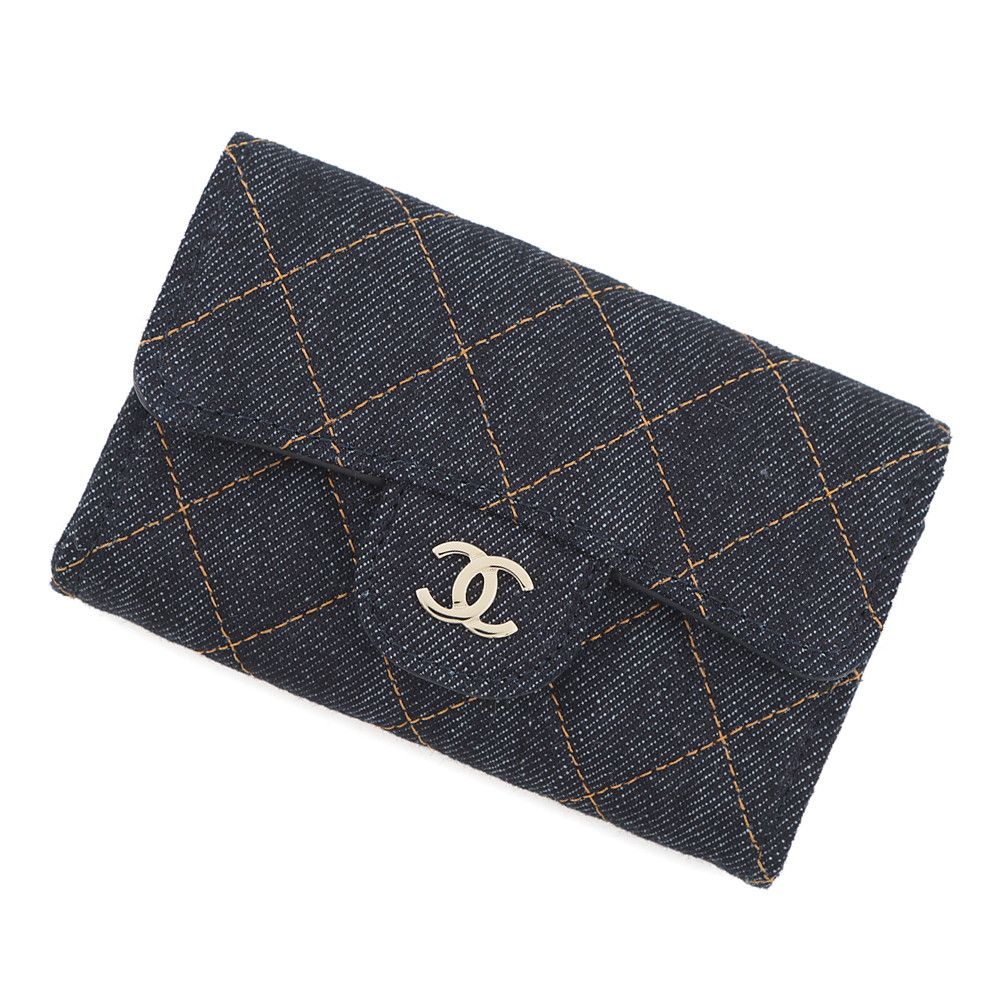 シャネル カードケース マトラッセ クラシックカードケース ココマーク デニム AP0214 CHANEL 名刺入れ